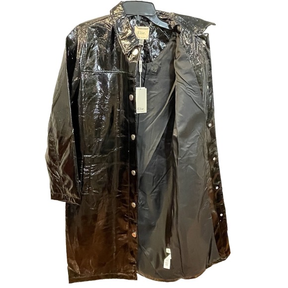 Elie Tahari Women's M Faux Leather Lightweight Maxi Shirt Jacket Coat - Picture 4 of 13
